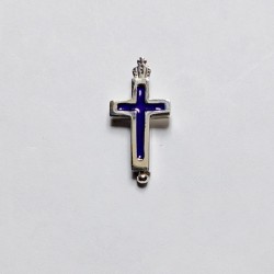 Croix en argent couleur bleu